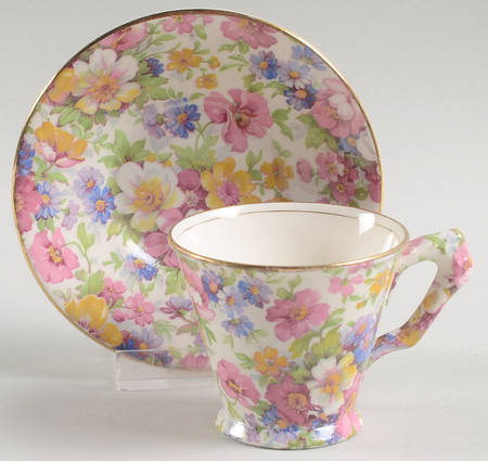 Dubarry (Old, No Globe Backstamp) Footed Demitasse Cup & Saucer Set