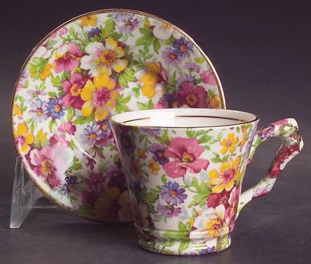 Dubarry (Old, No Globe Backstamp) Footed Demitasse Cup & Saucer Set