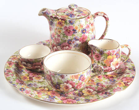 Dubarry (Old, No Globe Backstamp) 5-Piece Breakfast Set (Cup, TP, Cr, Su, Tray)