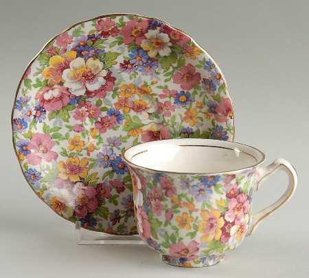 Dubarry (Old, No Globe Backstamp) Footed Demitasse Cup & Saucer Set