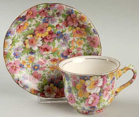Dubarry (Old, No Globe Backstamp) Flat Demitasse Cup & Saucer Set