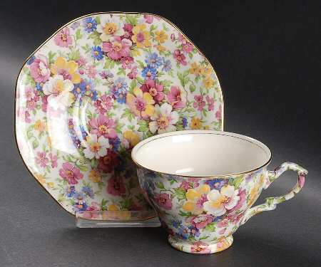 Dubarry (Old, No Globe Backstamp) Majestic Shape Footed Cup & Saucer Set