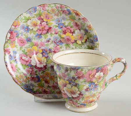 Dubarry (Old, No Globe Backstamp) Footed Cup & Saucer Set