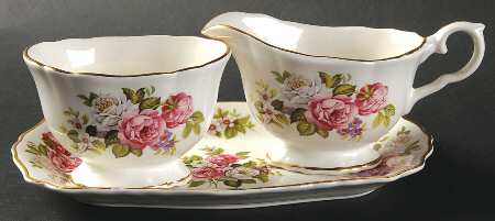 Harmony Rose Mini Creamer & Open Sugar with Tray