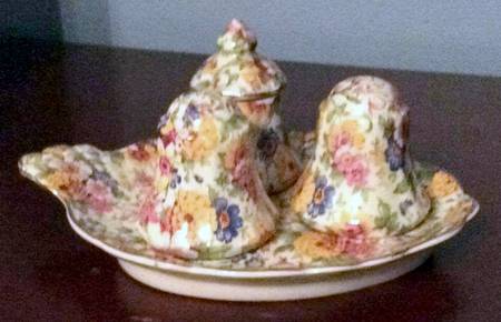 Mille Fleurs (3 Piece) Cruet Set with Tray (S&P, Mustard)