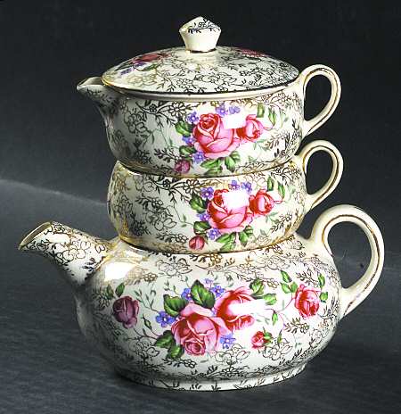 Rambler Rose Mini Teapot Stacking Set (Creamer, Sugar)