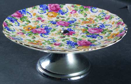 Rosalynde (Old, No Globe Stamp) 6" Footed Bon Bon with Metal Base