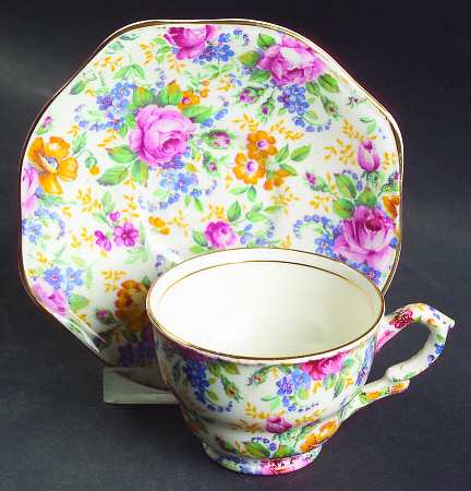 Rosalynde (Old, No Globe Stamp) Footed Demitasse Cup & Saucer Set
