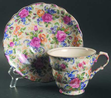 Rosalynde (Old, No Globe Stamp) Footed Cup & Saucer Set