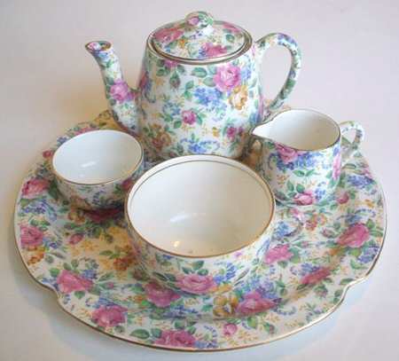 Rosalynde (Old, No Globe Stamp) 5-Piece Breakfast Set (Cup, TP, Cr, Su, Tray)