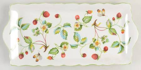 Strawberry (Green Trim, Butterflies) Rectangular Tray 11"