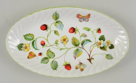 Strawberry (Green Trim, Butterflies) Relish/Gravy Underplate