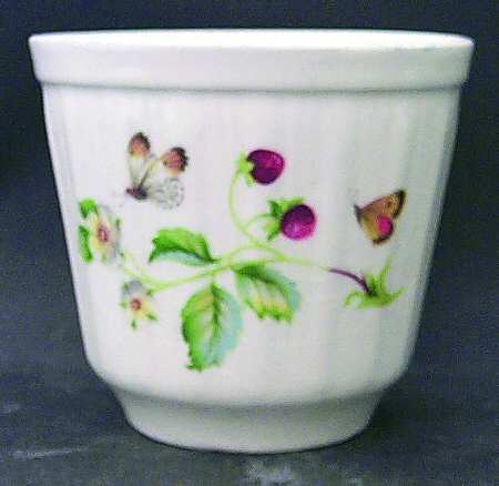 Strawberry (Green Trim, Butterflies) Small Cachepot