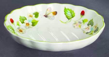 Strawberry (Green Trim, Butterflies) Soap Dish