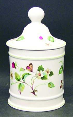 Strawberry (Green Trim, Butterflies) 3" Storage Jar & Lid