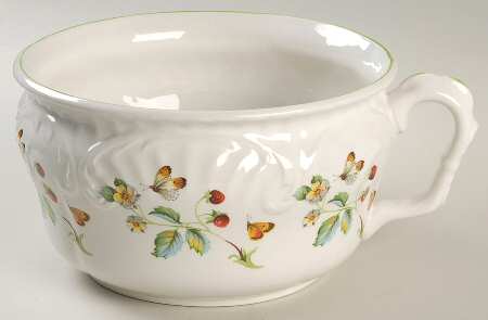 Strawberry (Green Trim, Butterflies) Open Chamber Pot
