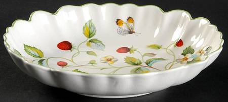 Strawberry (Green Trim, Butterflies) Open Candy Dish