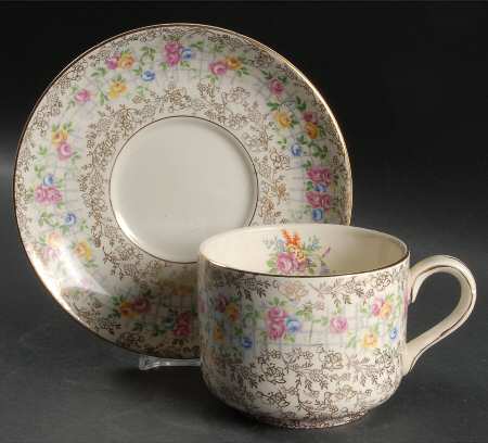 Trellis Rose (Multisided, England) Jumbo Cup & Saucer Set