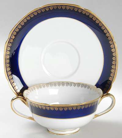 KOK1 Footed Cream Soup Bowl & Saucer Set