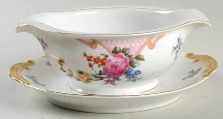 Bridal Rose Gravy Boat with Attached Underplate