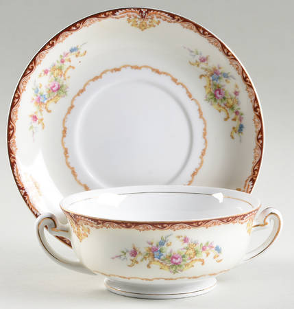 Dudley Footed Cream Soup Bowl & Saucer Set by Kongo