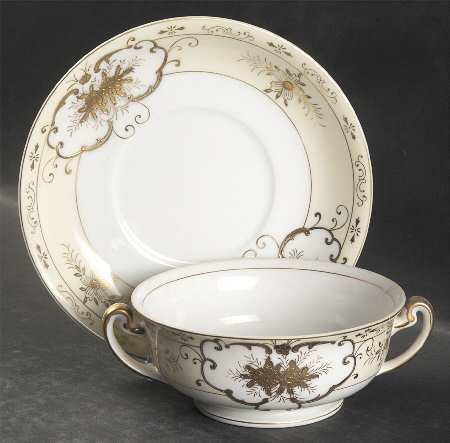KON1 Footed Cream Soup Bowl & Saucer Set by Kongo