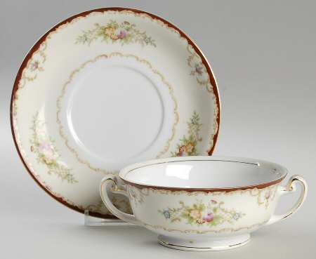 KON10 Footed Cream Soup Bowl & Saucer Set