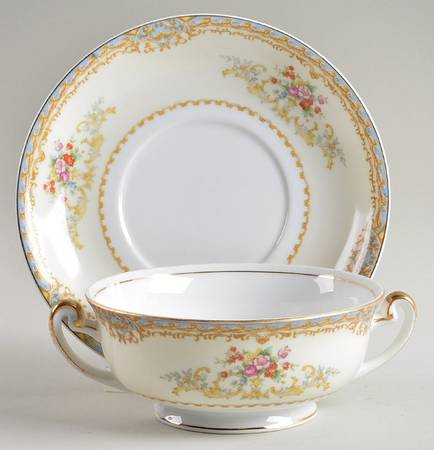 KON11 Footed Cream Soup Bowl & Saucer Set by Kongo