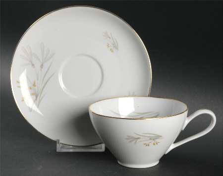 606 (White, Gold Trim) Flat Cup & Saucer Set