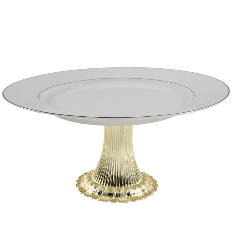 Petite Fleurs Cake Stand with 4"-5" Metal Pedestal  Hc