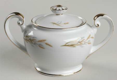 Gold Wheat Sugar Bowl & Lid