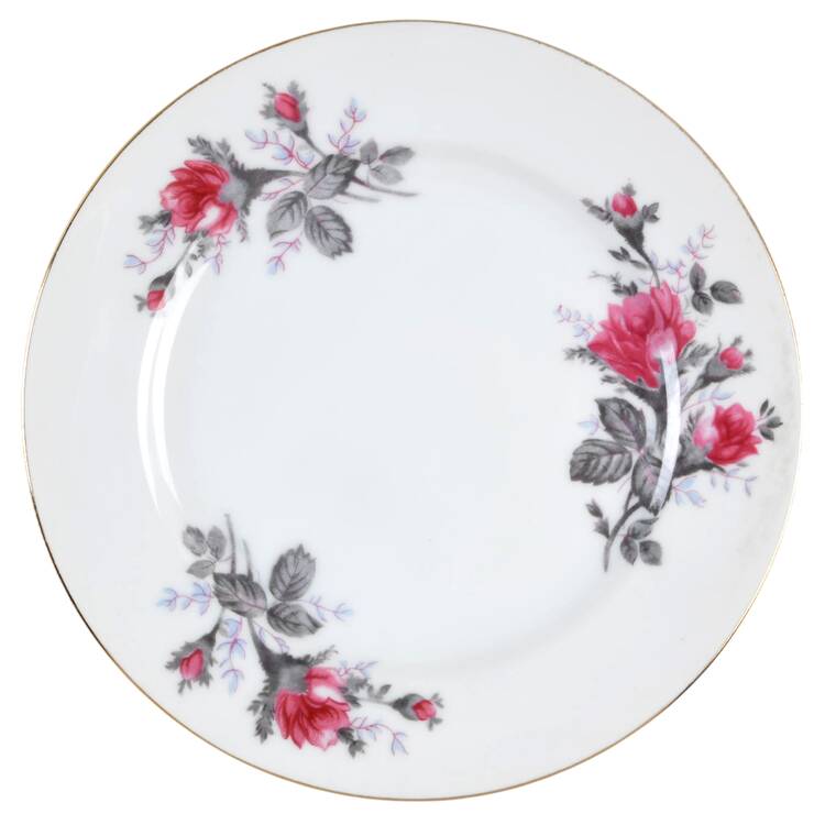 Grey Rose Bread & Butter Plate
