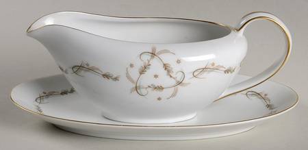 Modern Scroll Gravy Boat & Underplate