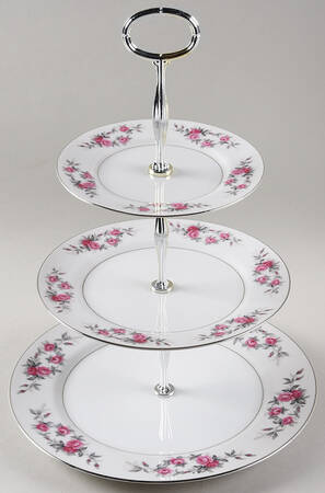 Rose Garland 13 7/8"-14 1/4" 3-Tiered Serving Tray(DP,SP,BB) HC