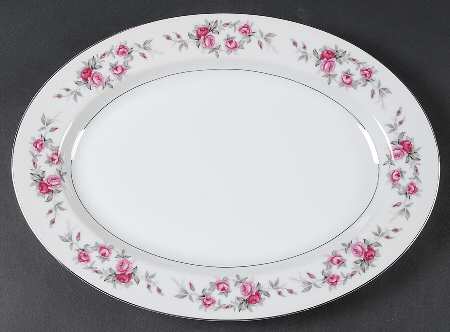 Rose Garland 14" Oval Serving Platter