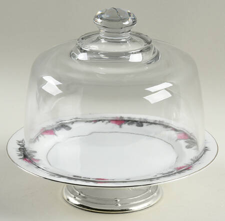 Silverose 6 1/2"-7 1/2" Footed Cheese Plate w/ Glass Dome HC