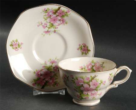 Apple Blossom Footed Cup & Saucer Set
