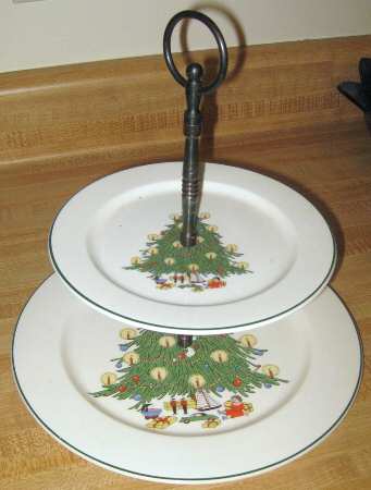 Christmas Tree 2 Tiered Serving Tray (Dinner & Salad Plate)
