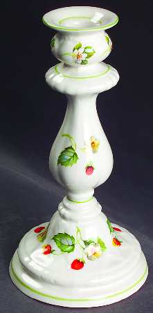 Strawberry (Green Trim, No Butterflies) 8" Tall Candlestick