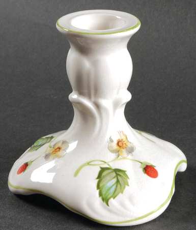Strawberry (Green Trim, No Butterflies) 3" Candlestick by James Kent (England)