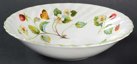 Strawberry (Green Trim, No Butterflies) Coupe Cereal Bowl by James Kent (England)