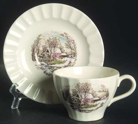 Winter Scenes Flat Cup & Saucer Set