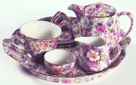 Dubarry (Granville, New, Globe Backstamp) 6-Piece Breakfast Set (Footed Cup)