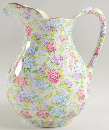 Hydrangea (New, Granville, Cream Background) 128 Oz Pitcher and Bowl, Pitcher Only