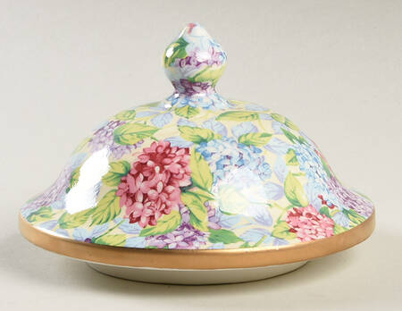 Hydrangea (New, Granville, Cream Background) Lid for Large Temple Jar