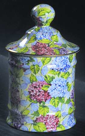 Hydrangea (New, Granville, Cream Background) Cotton Ball Jar and Lid