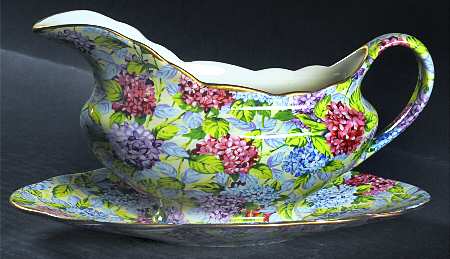Hydrangea (New, Granville, Cream Background) Gravy Boat & Underplate