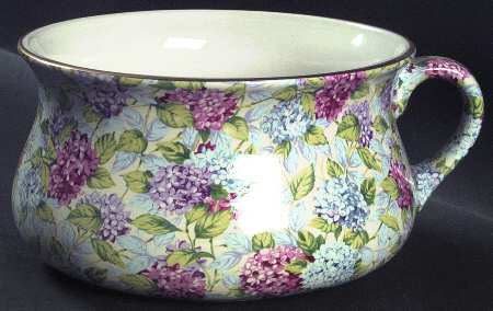 Hydrangea (New, Granville, Cream Background) Open Chamber Pot