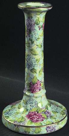Hydrangea (New, Granville, Cream Background) 8" Tall Candlestick