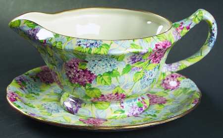 Hydrangea (New, Granville, Cream Background) Granville Gravy & Underplate